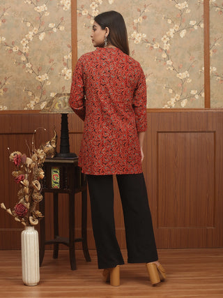 RAKTIKA VISTAR – Madder Red Ajrakh Cambric Cotton Top