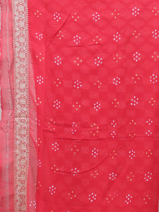 Arunima – Coral Red Ombre Banaras Georgette Silk Saree with Hand Bandhej