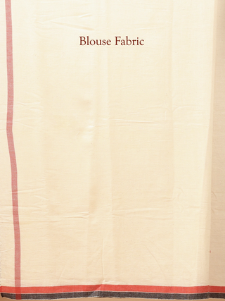 Ivory Bhujodi Kala Cotton Saree with Rustic Red Weaves