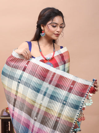 Multicolour Checkered Bhujodi Kala Cotton Saree