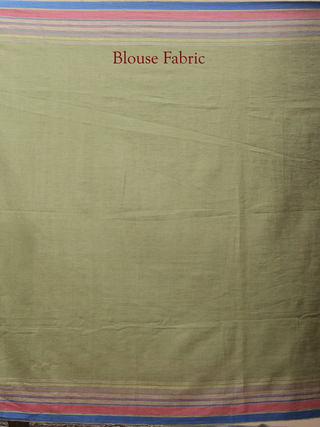 Olive Green Bhujodi Kala Cotton Saree with Vibrant Woven Pallu