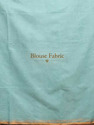 Aqua Blue Bengal Handloom Muslin Saree with Paithani-Inspired Bird and Floral Jamdani Weaves