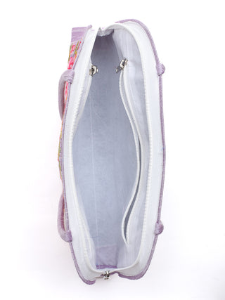 Lavender Handbag with Floral Embroidery