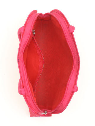 Rani Pink Embroidered Handbag in Floral Grid Pattern