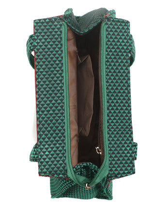 Emerald Green Khun Shoulder Bag with Traditional Woven Borders