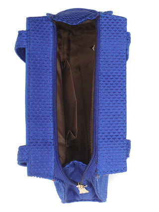 Royal Blue Khun Shoulder Bag with Traditional Woven Borders