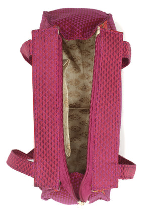 Dark Magenta Khun Shoulder Bag with Traditional Woven Borders
