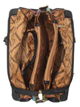 Black Multicolour Kashmiri Kani Handwoven Leather Hand Bag