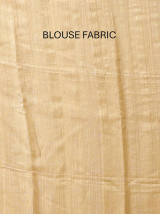 Beige Washed Pure Matka Silk Saree With Red Striped Border And Sequins