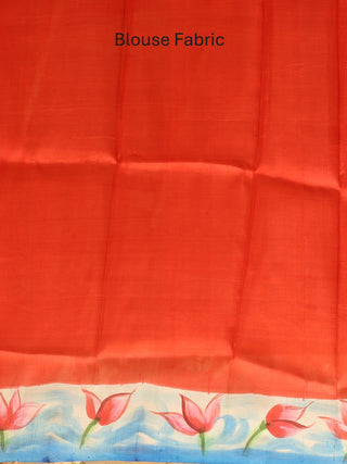 Off-White and Red Hand-Painted Murshidabad Silk Saree – The Durga Edit
