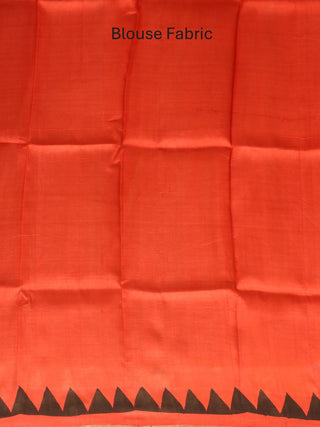 Blue and Red Hand-Painted Murshidabad Silk Saree – The Durga Edit