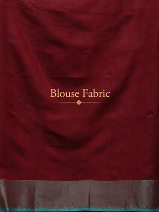 Wine Red Bengal Handloom Muslin Saree with Teal Blue Borders and Floral Jamdani Weaves