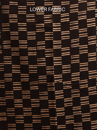 Beige And Black Combination Pure Cambric Cotton Dress Material With Authentic Ajrakh Print