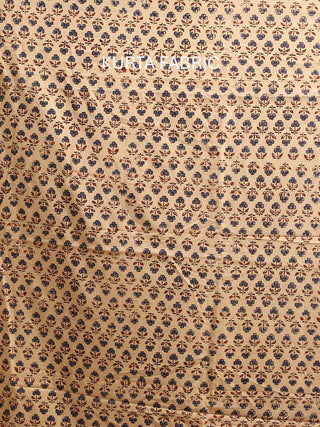 Beige And Black Combination Pure Cambric Cotton Dress Material With Authentic Ajrakh Print