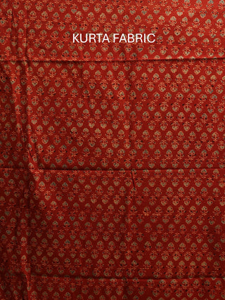 Madder Red And Black Combination Pure Cambric Cotton Dress Material With Authentic Ajrakh Print