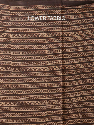 Beige And Black Combination Pure Cambric Cotton Dress Material With Authentic Ajrakh Print