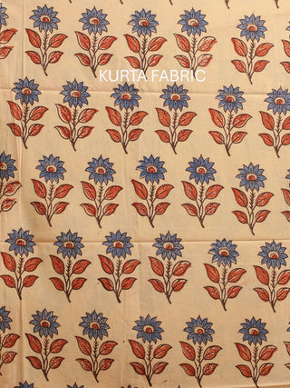 Beige And Black Combination Pure Cambric Cotton Dress Material With Authentic Ajrakh Print