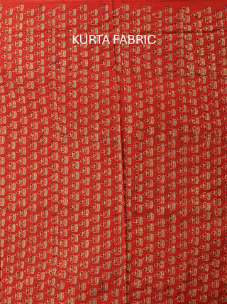 Madder Red And Black Combination Pure Cambric Cotton Dress Material With Authentic Ajrakh Print