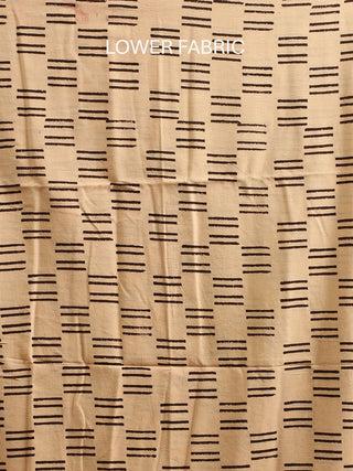 Beige And Black Combination Pure Cambric Cotton Dress Material With Authentic Ajrakh Print