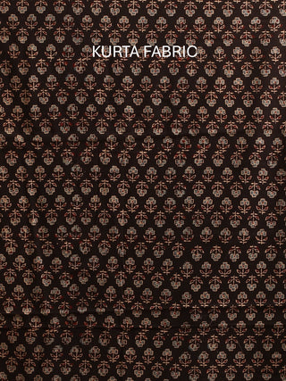Beige And Black Combination Pure Cambric Cotton Dress Material With Authentic Ajrakh Print