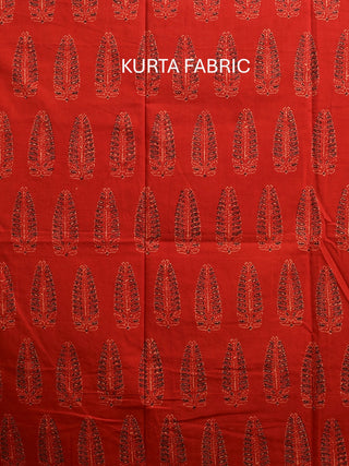 Madder Red And Black Combination Pure Cambric Cotton Dress Material With Authentic Ajrakh Print