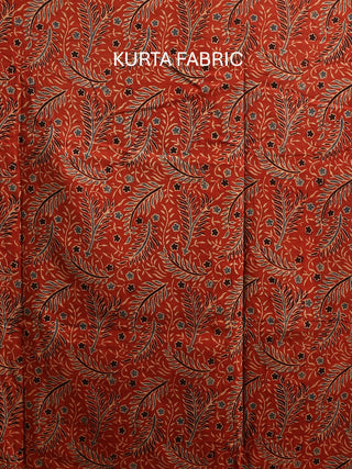 Madder Red Colour Three Piece Pure Cambric Cotton Ajrakh Dress Material Featuring A Panel Design
