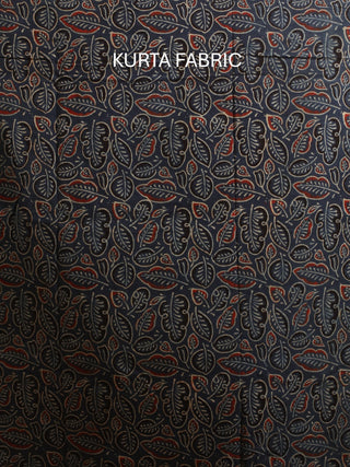 indigo Blue Three Piece Pure Cambric Cotton Ajrakh Dress Material Featuring A Panel Design