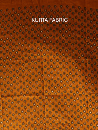 Forest Green And Mustard Combination Pure Jaipur Cotton Dress Material With Semi-Natural Ajrakh Print And Gamthi Patchwork