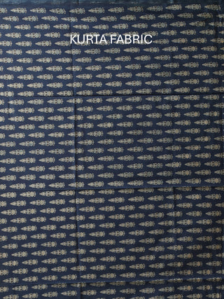 Indigo Blue And Black Combination Pure Jaipur Cotton Dress Material With Semi-Natural Ajrakh Print And Kantha Embroidered Dupatta