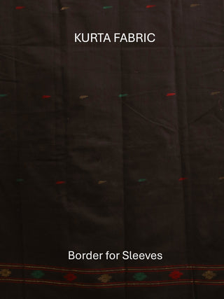 Black Pure Handloom Cotton Three-Piece Dress Material With Multi-colour Jamdani Weaves