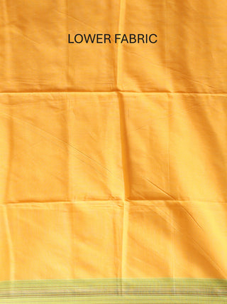 Golden Yellow Pure Handloom Cotton Three-Piece Dress Material With Multi-colour Jamdani Weaves