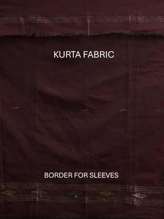Dark Coffee Brown Pure Handloom Cotton Three-Piece Dress Material With Multi-colour Jamdani Weaves