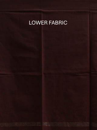 Dark Coffee Brown Pure Handloom Cotton Three-Piece Dress Material With Multi-colour Jamdani Weaves