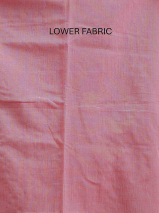 Light Pink Pure Handloom Cotton Three-Piece Dress Material With Light Golden Zari Jamdani Weaves