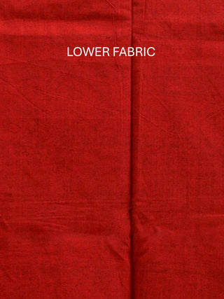 Maroonish Red Pure Handloom Cotton Three-Piece Dress Material With Light Golden Zari Jamdani Weaves
