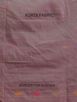 Mauve Pure Handloom Cotton Three-Piece Dress Material With Multicolour Jamdani Weaves