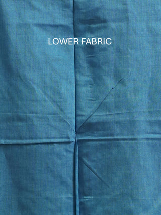 Sky-Blue Pure Handloom Cotton Three-Piece Dress Material With Multicolour Jamdani Weaves