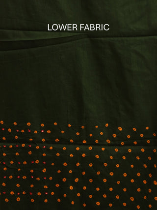 Brick Red And Forest Green Combination Pure Glaze Cotton Dress Material With Rai Bandhej Bandhani Work