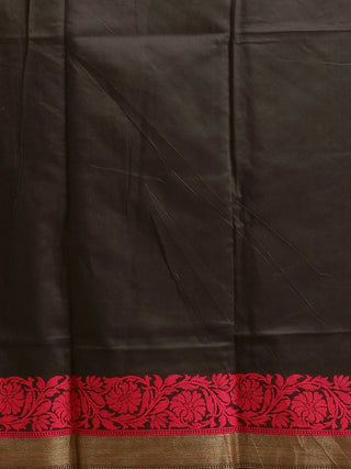 Elegant Black Banarasi Mercerised Cotton Suit with Rani Pink Silk Dupatta