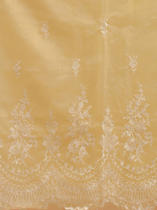 Ivory Organza Silk Suit with White Resham Embroidery