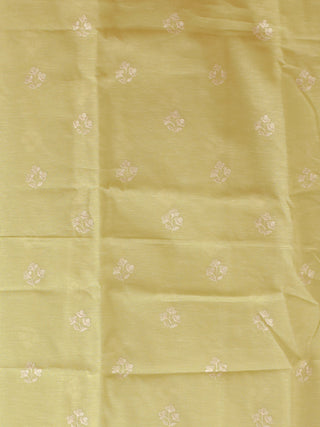 Pistachio Green Banarasi Silk Linen Suit with Floral Embroidery