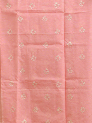 Blush Pink Banarasi Silk Linen Suit with White and Multicolour Embroidery
