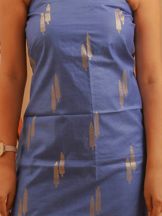 Royal Blue Mercerised Suit with Floral Digital Print Dupatta