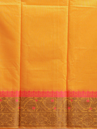 Mustard Yellow Chanderi Silk Suit with Magenta Accents