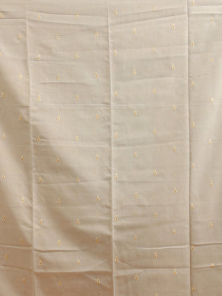 Grey-Blue Banaras Linen-Cotton Suit with Ivory Embroidered Dupatta