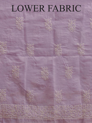 Lavender Pure Voile Cotton Dress Material with Lucknowi Chikankari Embroidery