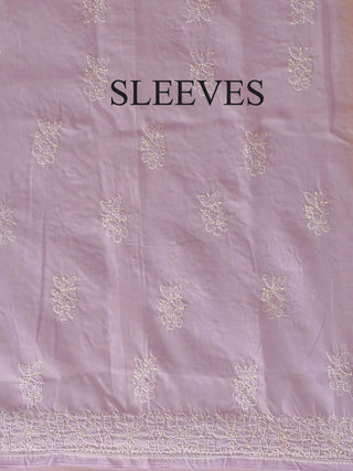 Lavender Pure Voile Cotton Dress Material with Lucknowi Chikankari Embroidery