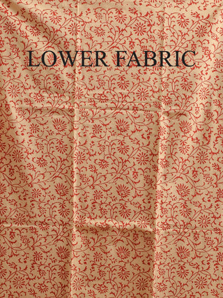 Printed Black and Beige Chanderi Silk Dress Material with Bagru Prints