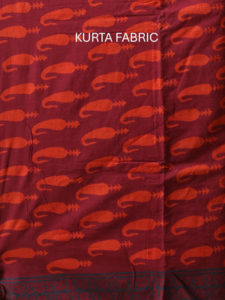 Maroon Three-Piece Jaipur Cotton Dress Material With Dabu Print
