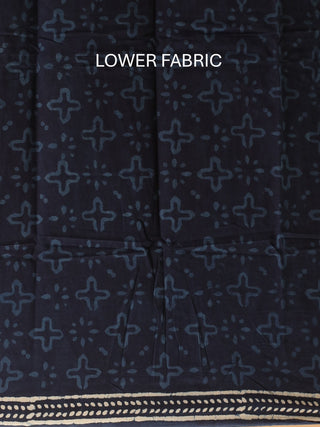 Indigo Blue Three-Piece Jaipur Cotton Dress Material With Dabu Print And Gamthi Patchwork